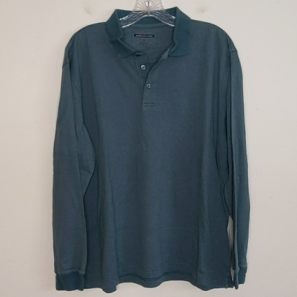Van Heusen Studio Blue Long Sleeve Polo Shirt